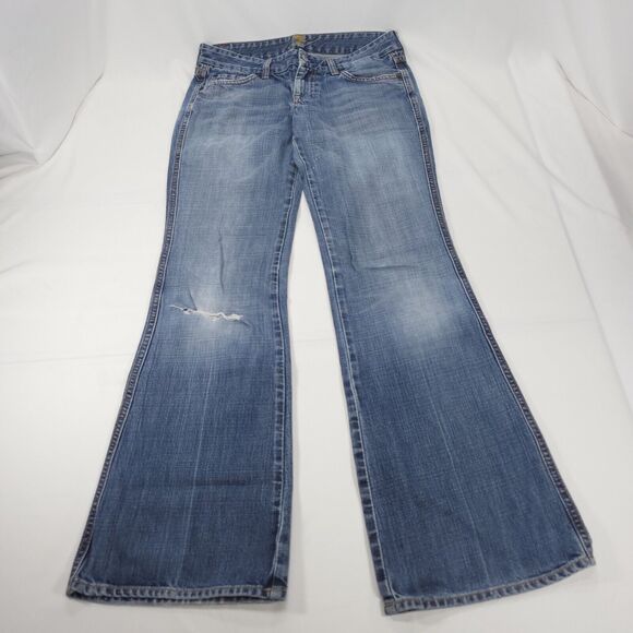 7 For All Mankind A pocket Medium Wash Button Zip Jeans Womens Size 29 Blue - Picture 2 of 9